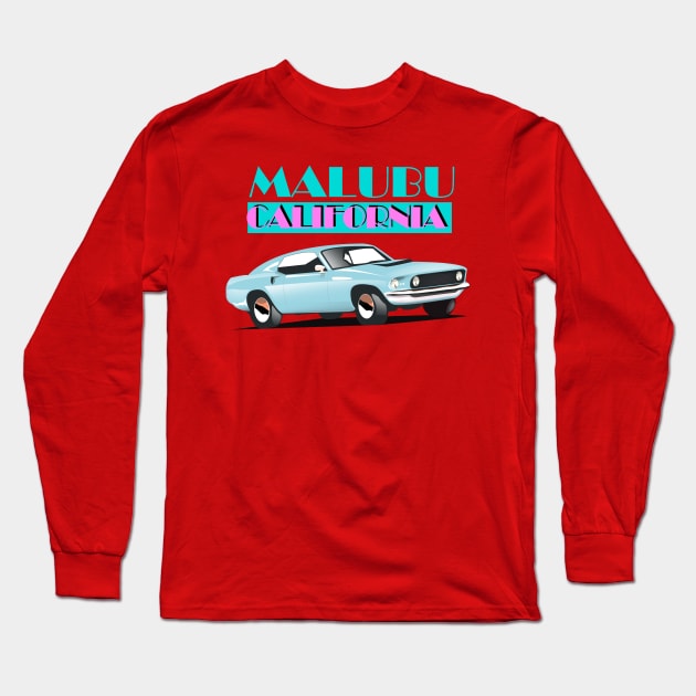 Malibu vacation poster Long Sleeve T-Shirt by nickemporium1